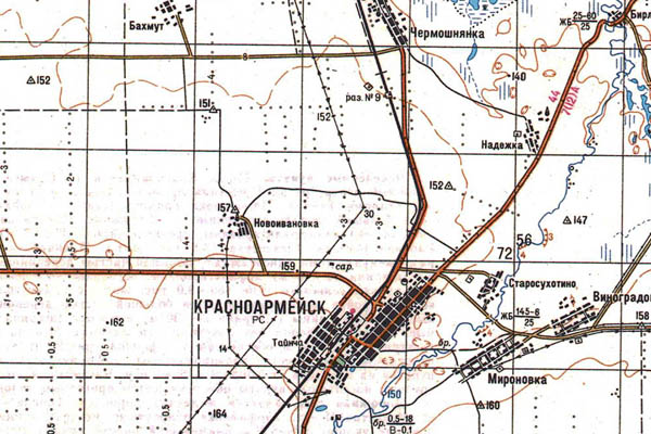 Уменьшенный фрагмент представленной топографической карты N-42-22 - Trasa.ru