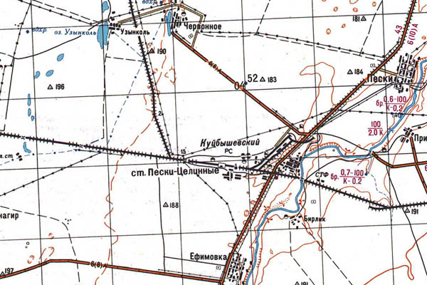 Уменьшенный фрагмент представленной топографической карты N-42-25 - Trasa.ru