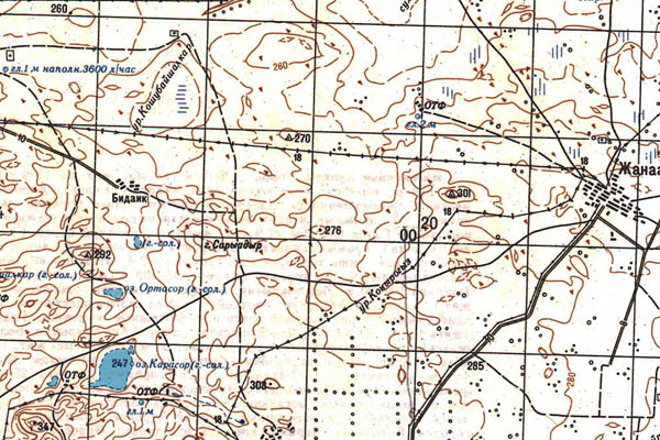 Уменьшенный фрагмент представленной топографической карты N-42-29 - Trasa.ru