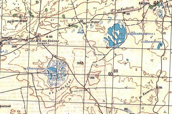Уменьшенный фрагмент представленной топографической карты N-42-30 - Trasa.ru