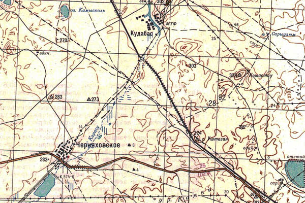 Уменьшенный фрагмент представленной топографической карты N-42-36 - Trasa.ru