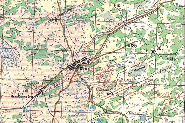 Уменьшенный фрагмент представленной топографической карты N-43-06 - Trasa.ru