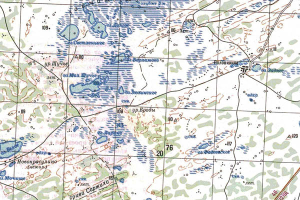 Уменьшенный фрагмент представленной топографической карты N-43-12 - Trasa.ru