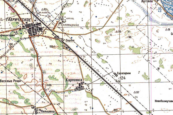 Уменьшенный фрагмент представленной топографической карты N-43-14 - Trasa.ru