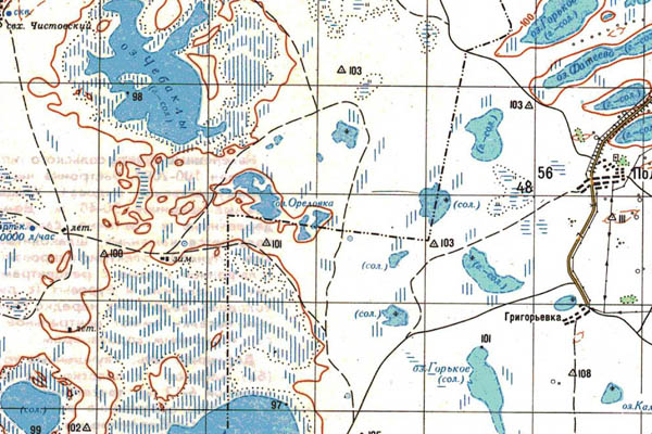 Уменьшенный фрагмент представленной топографической карты N-43-16 - Trasa.ru