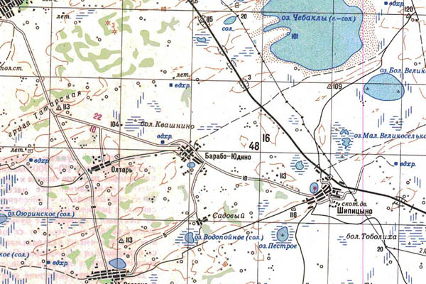 Уменьшенный фрагмент представленной топографической карты N-43-17 - Trasa.ru