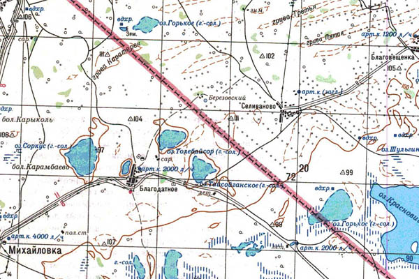 Уменьшенный фрагмент представленной топографической карты N-43-23 - Trasa.ru