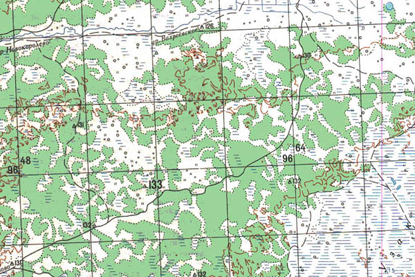 Уменьшенный фрагмент представленной топографической карты N-44-01 - Trasa.ru
