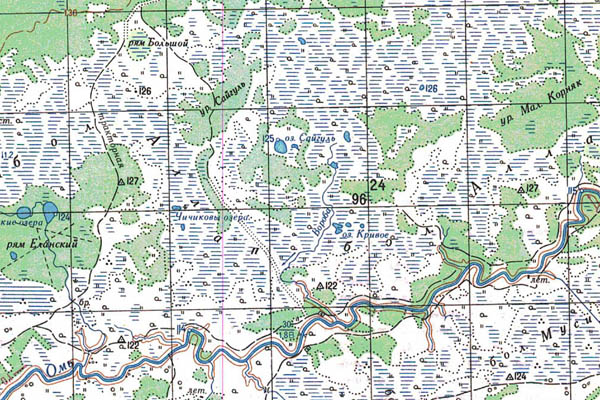 Уменьшенный фрагмент представленной топографической карты N-44-02 - Trasa.ru