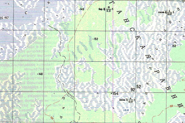 Уменьшенный фрагмент представленной топографической карты N-44-04 - Trasa.ru