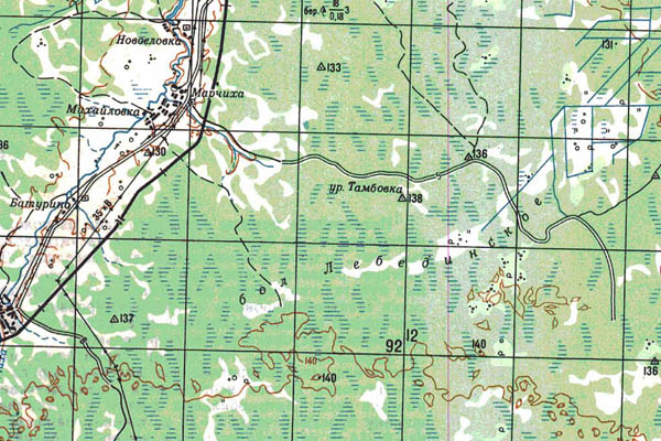 Уменьшенный фрагмент представленной топографической карты N-44-05 - Trasa.ru