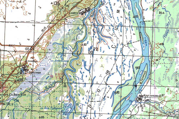 Уменьшенный фрагмент представленной топографической карты N-44-06 - Trasa.ru