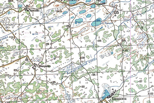 Уменьшенный фрагмент представленной топографической карты N-44-07 - Trasa.ru