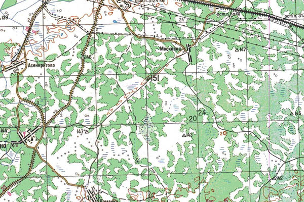 Уменьшенный фрагмент представленной топографической карты N-44-08 - Trasa.ru