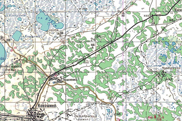 Уменьшенный фрагмент представленной топографической карты N-44-09 - Trasa.ru