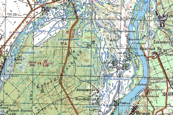 Уменьшенный фрагмент представленной топографической карты N-44-11 - Trasa.ru