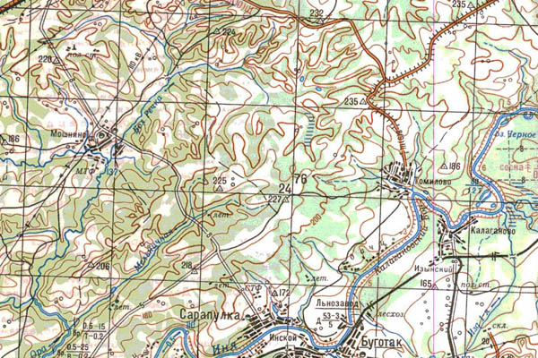 Уменьшенный фрагмент представленной топографической карты N-44-12 - Trasa.ru