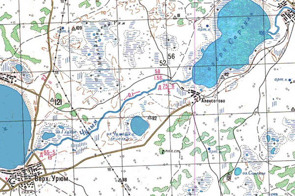 Уменьшенный фрагмент представленной топографической карты N-44-13 - Trasa.ru
