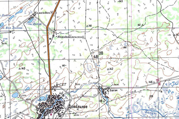 Уменьшенный фрагмент представленной топографической карты N-44-14 - Trasa.ru