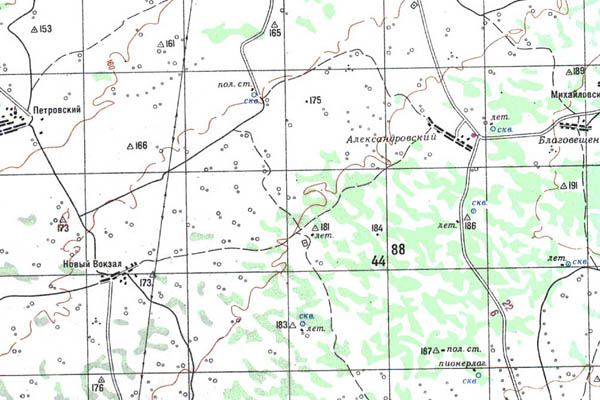 Уменьшенный фрагмент представленной топографической карты N-44-15 - Trasa.ru