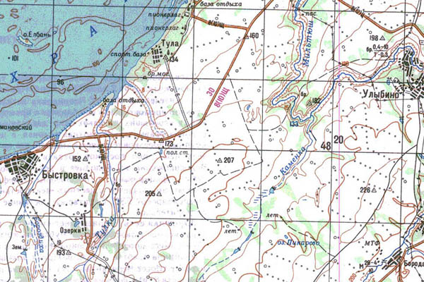 Уменьшенный фрагмент представленной топографической карты N-44-17 - Trasa.ru