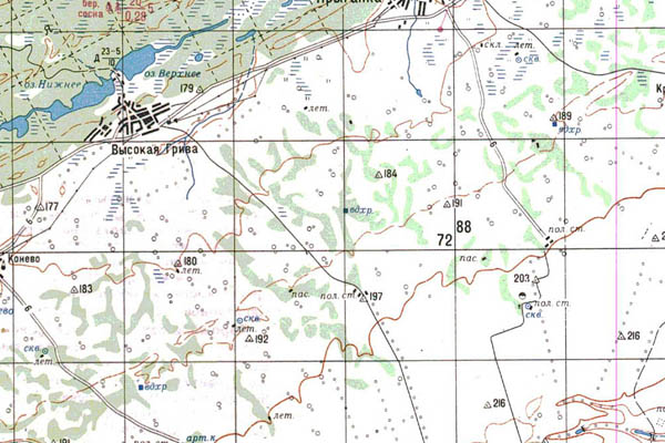 Уменьшенный фрагмент представленной топографической карты N-44-21 - Trasa.ru