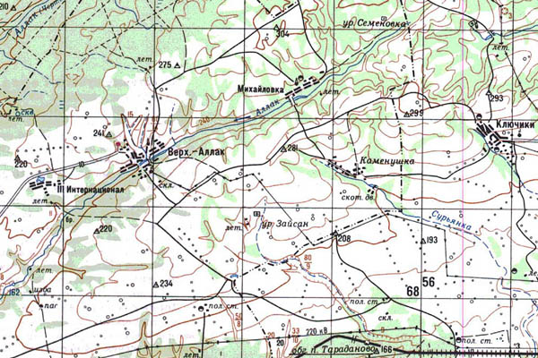 Уменьшенный фрагмент представленной топографической карты N-44-22 - Trasa.ru