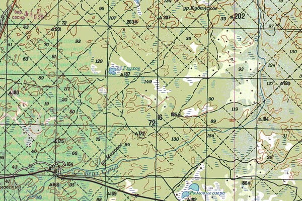 Уменьшенный фрагмент представленной топографической карты N-44-23 - Trasa.ru