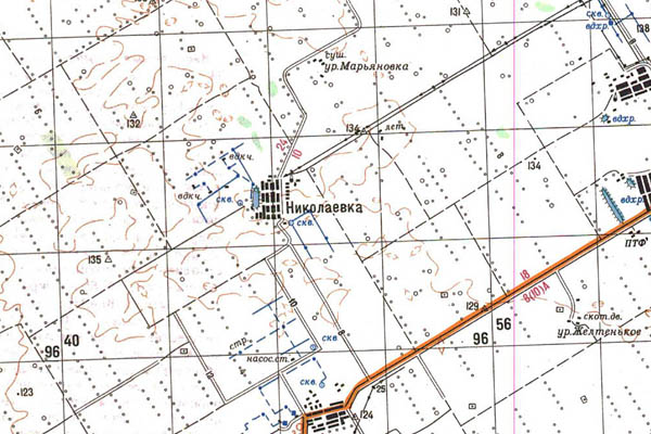 Уменьшенный фрагмент представленной топографической карты N-44-25 - Trasa.ru