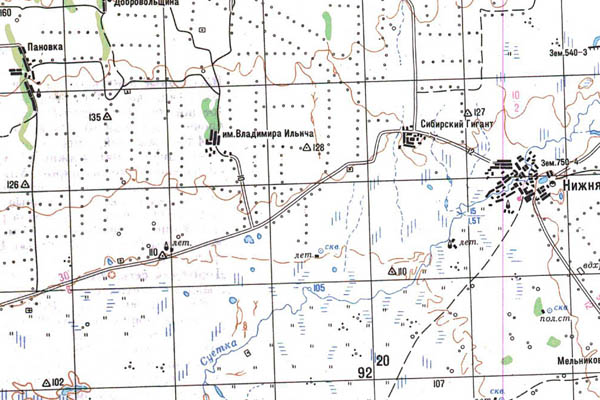 Уменьшенный фрагмент представленной топографической карты N-44-26 - Trasa.ru