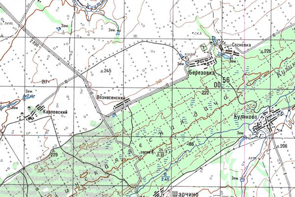 Уменьшенный фрагмент представленной топографической карты N-44-28 - Trasa.ru