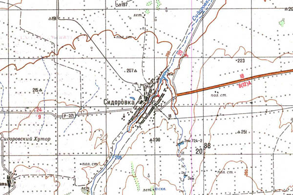 Уменьшенный фрагмент представленной топографической карты N-44-33 - Trasa.ru