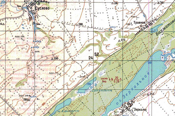 Уменьшенный фрагмент представленной топографической карты N-44-34 - Trasa.ru
