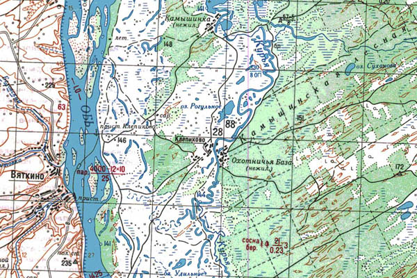 Уменьшенный фрагмент представленной топографической карты N-44-36 - Trasa.ru