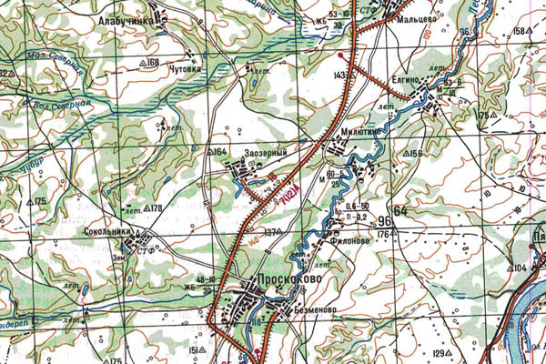 Уменьшенный фрагмент представленной топографической карты N-45-01 - Trasa.ru