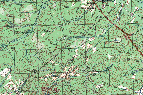 Уменьшенный фрагмент представленной топографической карты N-45-02 - Trasa.ru