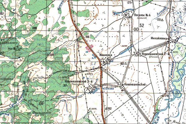 Уменьшенный фрагмент представленной топографической карты N-45-04 - Trasa.ru