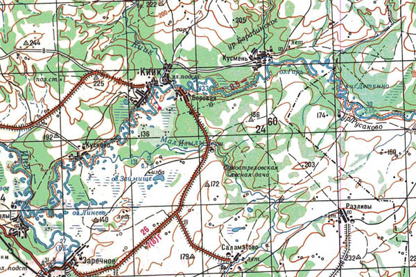 Уменьшенный фрагмент представленной топографической карты N-45-07 - Trasa.ru