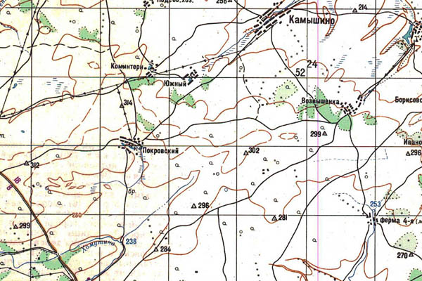 Уменьшенный фрагмент представленной топографической карты N-45-14 - Trasa.ru