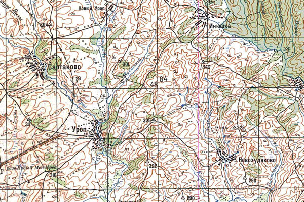 Уменьшенный фрагмент представленной топографической карты N-45-15 - Trasa.ru