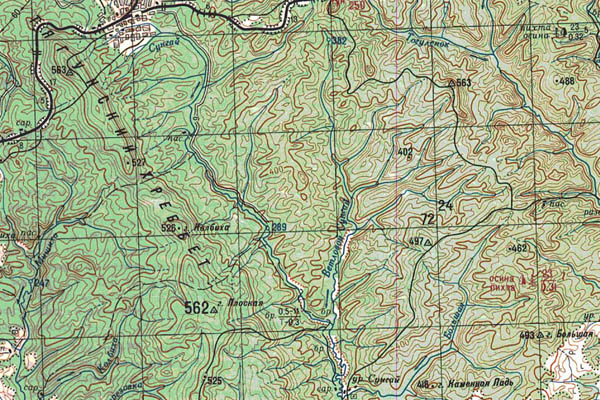 Уменьшенный фрагмент представленной топографической карты N-45-20 - Trasa.ru