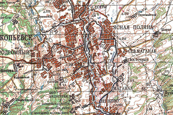 Уменьшенный фрагмент представленной топографической карты N-45-21 - Trasa.ru