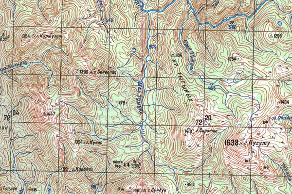 Уменьшенный фрагмент представленной топографической карты N-45-23 - Trasa.ru