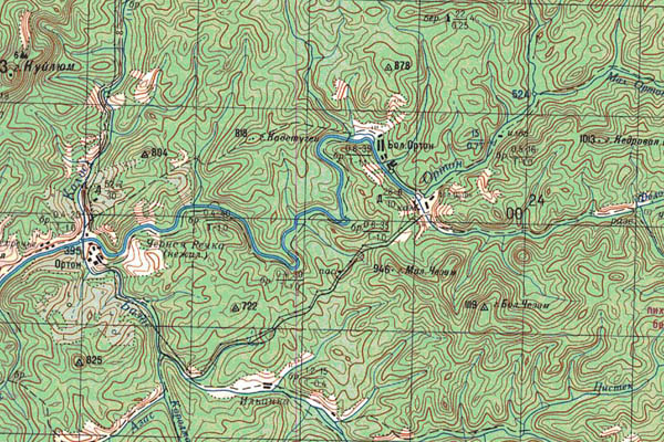 Уменьшенный фрагмент представленной топографической карты N-45-29 - Trasa.ru