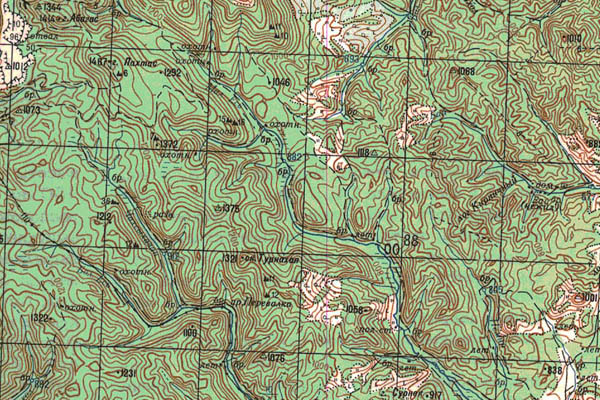 Уменьшенный фрагмент представленной топографической карты N-45-30 - Trasa.ru