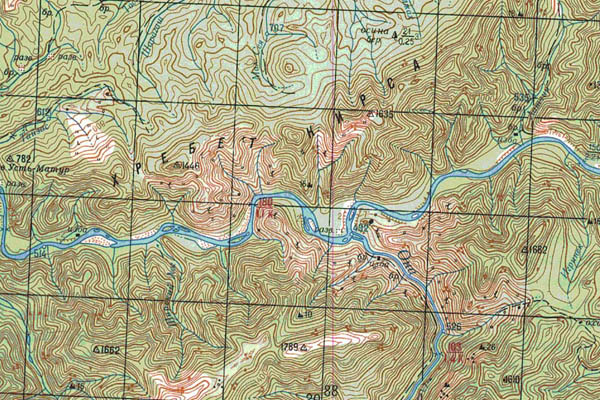 Уменьшенный фрагмент представленной топографической карты N-45-36 - Trasa.ru