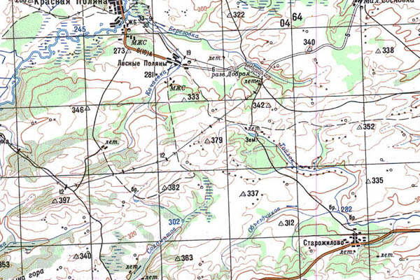 Уменьшенный фрагмент представленной топографической карты N-46-01 - Trasa.ru