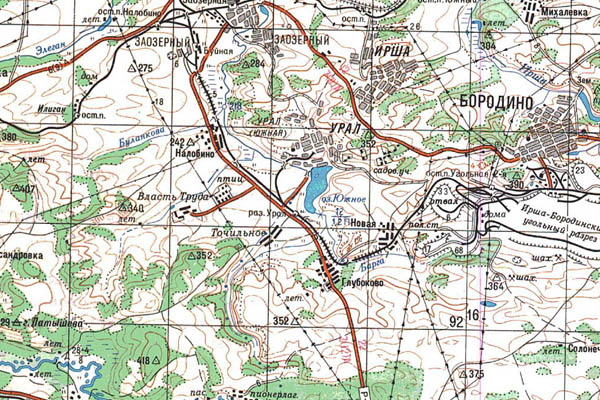 Уменьшенный фрагмент представленной топографической карты N-46-05 - Trasa.ru