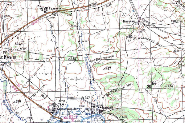 Уменьшенный фрагмент представленной топографической карты N-46-07 - Trasa.ru