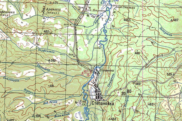 Уменьшенный фрагмент представленной топографической карты N-46-12 - Trasa.ru